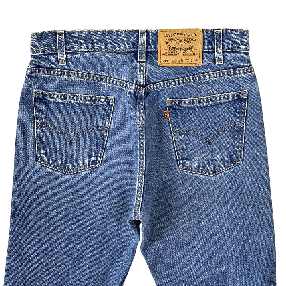 美品◎ 90s ビンテージ Levi's 505 W32 L30 L29 オレンジタブ 美色 ブルー 霜降 デニム パンツ MEXICO製 メキシコ製 USA 古着 // USA製 ZIP_画像6