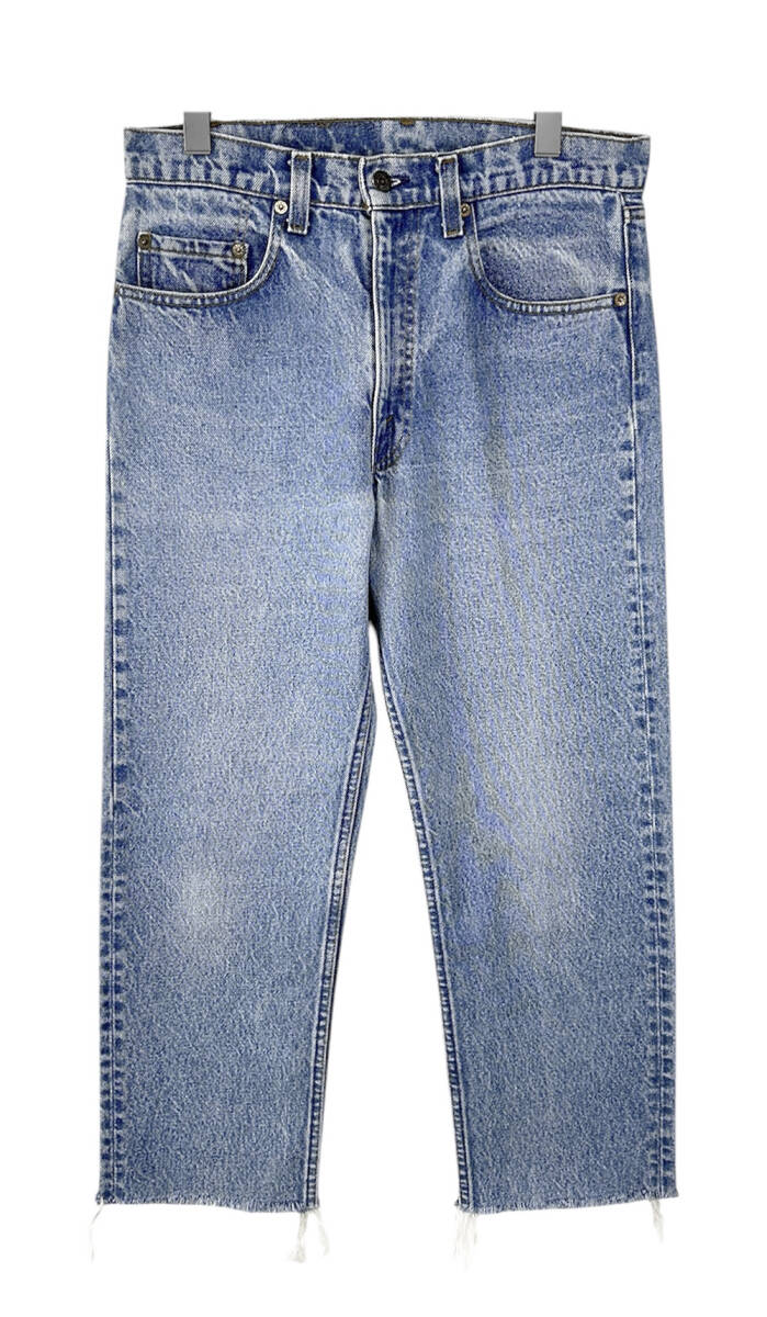 美色 80s MADE IN USA製 Levi's 505 W32 CARE入期 霜降り アイスブルー 耳全開 カットオフ 美品 アメリカ製 リーバイス 米国製 古着 // 501_画像2