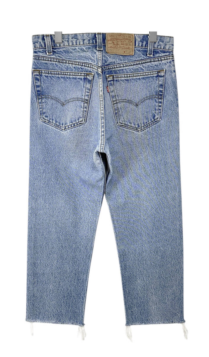 美色 80s MADE IN USA製 Levi's 505 W32 CARE入期 霜降り アイスブルー 耳全開 カットオフ 美品 アメリカ製 リーバイス 米国製 古着 // 501_画像3
