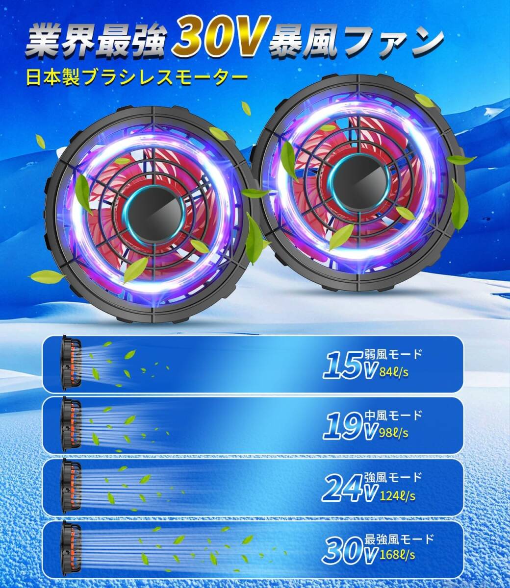 ファンバッテリーセット 空調(diào)作業(yè)服用【30V超高輸出&40000mAh大容量& 4段階風(fēng)力調(diào)節(jié) 長時間連続稼働 PSE認(rèn)証済 省エネ 90mm服穴徑対応