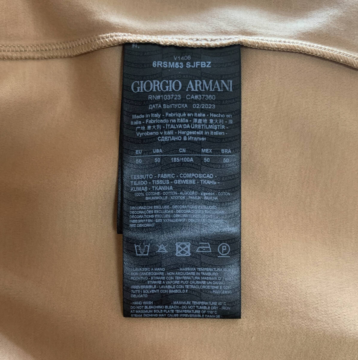 Sale☆GIORGIO ARMANI「ミラノ本社S.p.A.シリーズ」 メンズストレッチコットンTシャツ サイズ50 ジョルジオアルマーニ