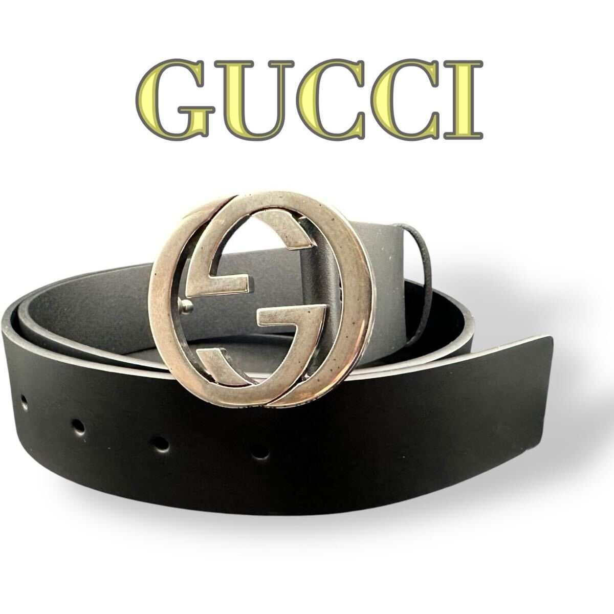 未使用級 GUCCI グッチ ベルト メッキ シルバー ロゴ 刻印 843 未使用級 GUCCI グッチ ベルト メッキ シルバー ロゴ 刻印 843