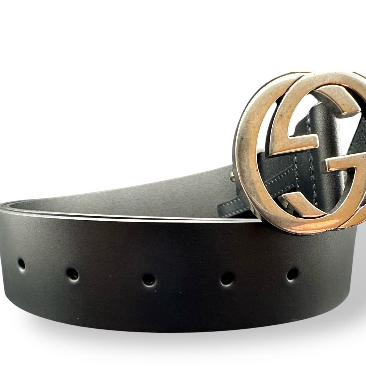 未使用級 GUCCI グッチ ベルト メッキ シルバー ロゴ 刻印 843 未使用級 GUCCI グッチ ベルト メッキ シルバー ロゴ 刻印 843