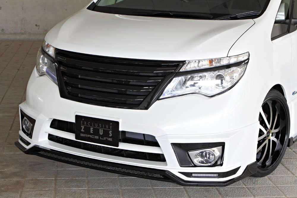 M\'z SPEED フロントハーフスポイラー ダイヤモンドブラック (G41) FRP セレナ C26系 H25.12～H28.7 ハイウェイスター MC後