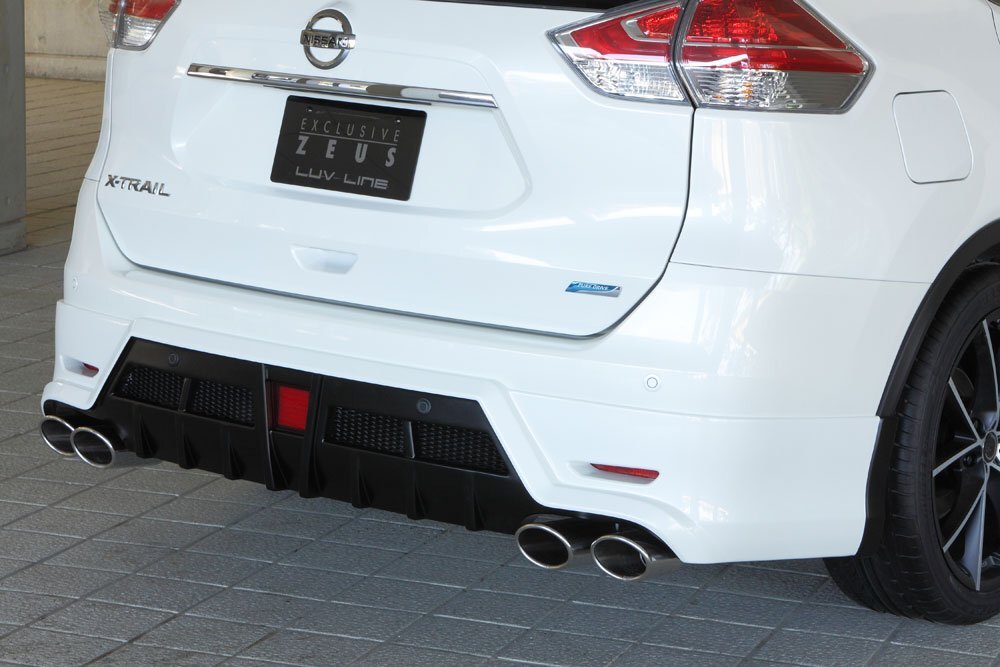 M\'z SPEED リアアンダースポイラー ホワイト (QAB) FRP エクストレイル T32系 H25.12～H29.5 20X/20S/ハイブリッド MC前 ソナー有車