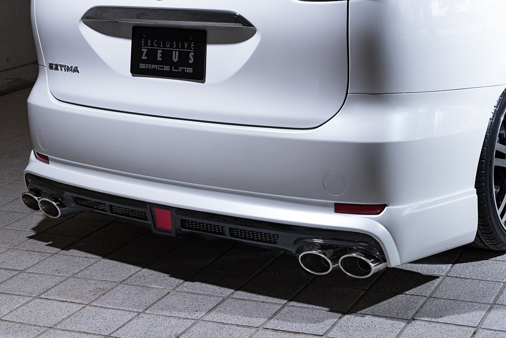 M\'z SPEED リアアンダースポイラー(マフラー4本出し用) 未塗装 FRP エスティマハイブリッド AHR20W H28.6～R1.11 アエラス