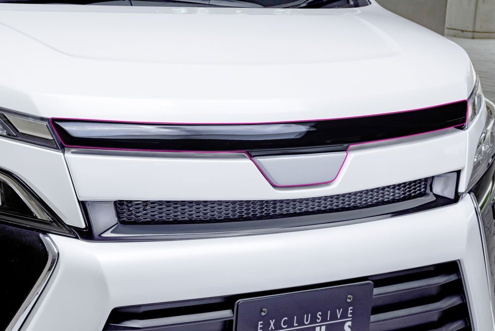 M\'z SPEED フードトップモール ホワイトパールクリスタルシャイン (070) FRP ヴォクシー ZWR80W H29.8～R3.12 ハイブリッドZS MC後