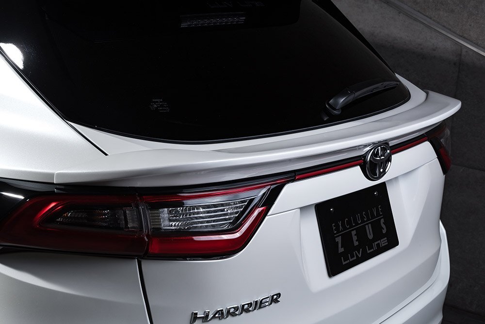 M\'z SPEED リアゲートウイング ホワイトパールクリスタルシャイン (070) FRP ハリアーハイブリッド AVU65W H29.6～R2.5 MC後