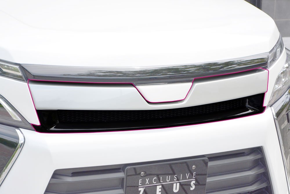 M\'z SPEED フロントグリル ホワイトパールクリスタルシャイン (070) FRP ヴォクシー ZWR80W H29.8～R3.12 ハイブリッドZS MC後