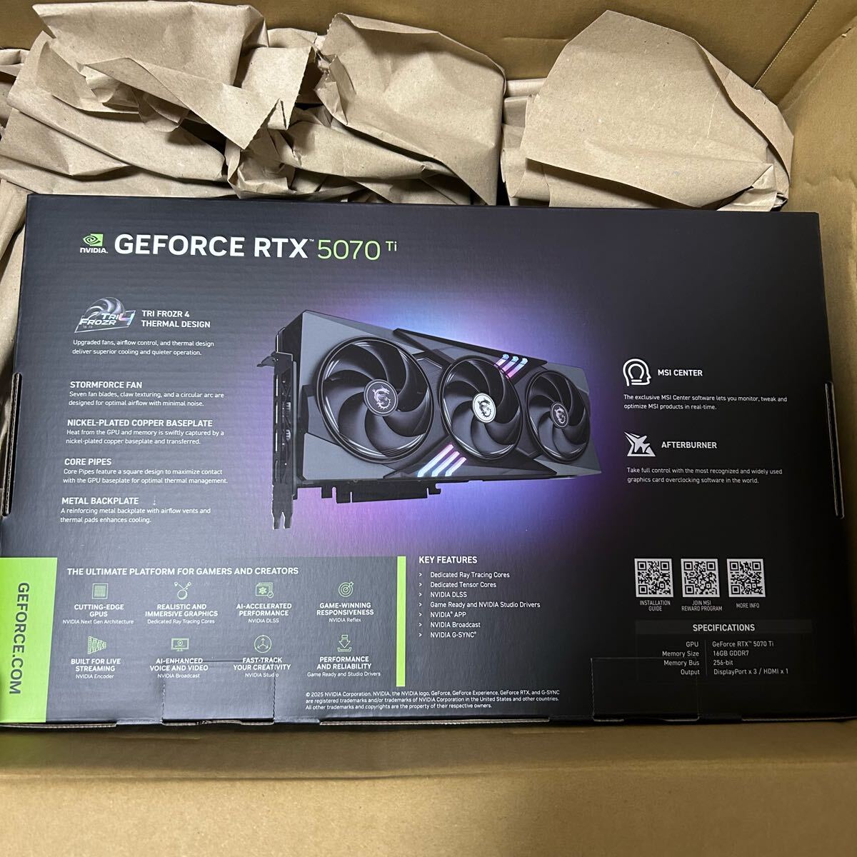 MSI GeForce RTX 5070 Ti 16G GAMING TRIO OC PLUS PCI Express MSI GeForce RTX 5070 Ti 16G GAMING TRIO OC PLUS PCI Express