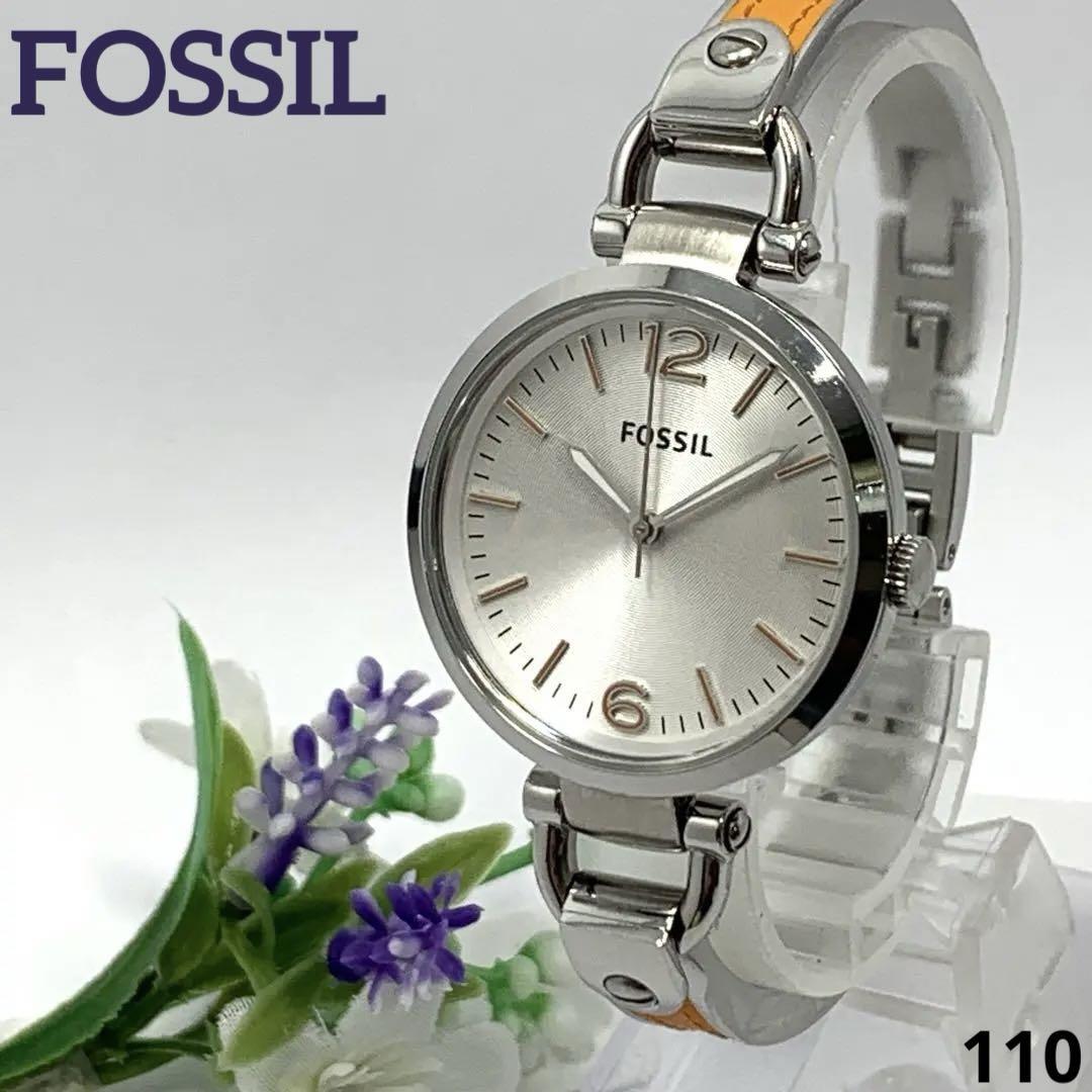 110 稼働品 電池交換済 FOSSIL フォッシル レディース 腕時(shí)計(jì) クオーツ式 3針 コンビ 人気 希少