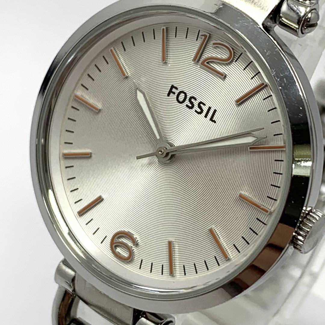 110 稼働品 電池交換済 FOSSIL フォッシル レディース 腕時(shí)計(jì) クオーツ式 3針 コンビ 人気 希少