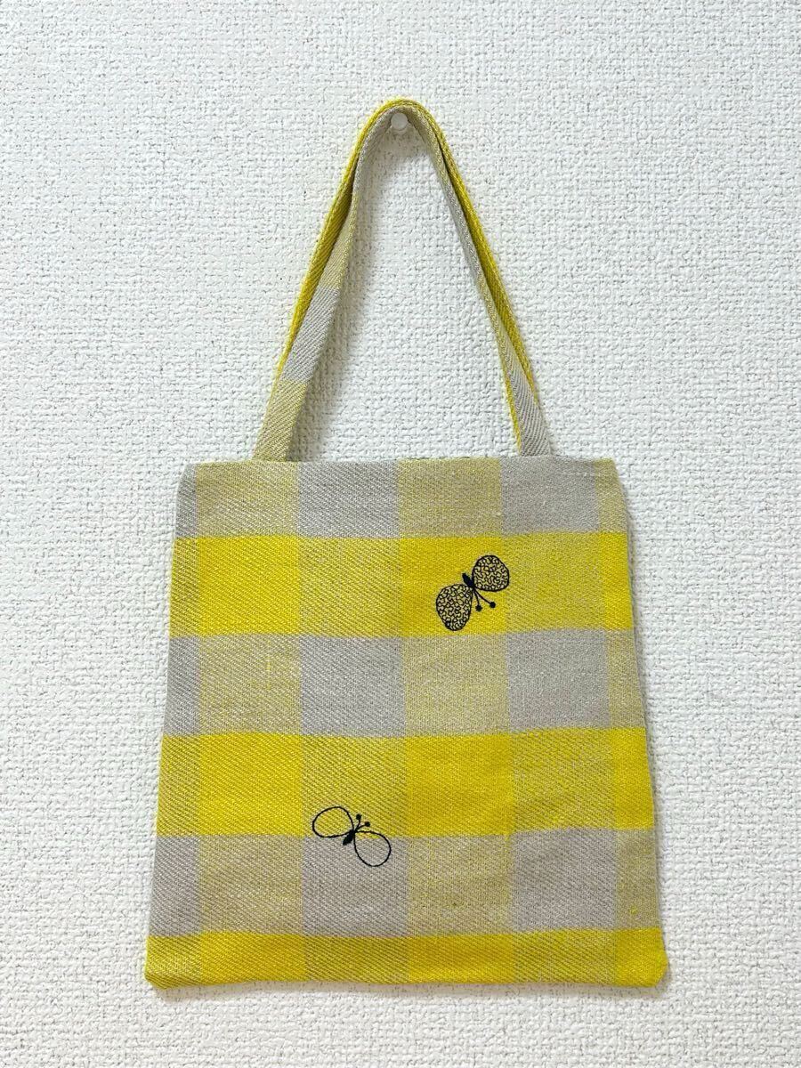 ハンドメイド ミニバッグ mini bag choucho イエロー ベージュ ハンドメイド ミニバッグ mini bag choucho イエロー ベージュ