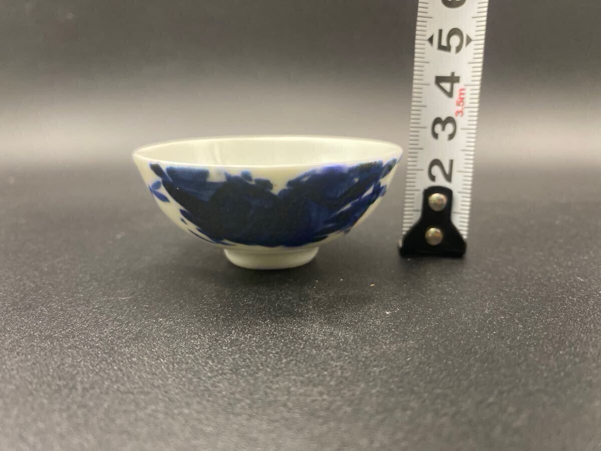 盃 (3) 清風与平 共箱 共布 染付 青華 茶器 茶盃 時代物 煎茶器 盃 (3) 清風与平 共箱 共布 染付 青華 茶器 茶盃 時代物 煎茶器