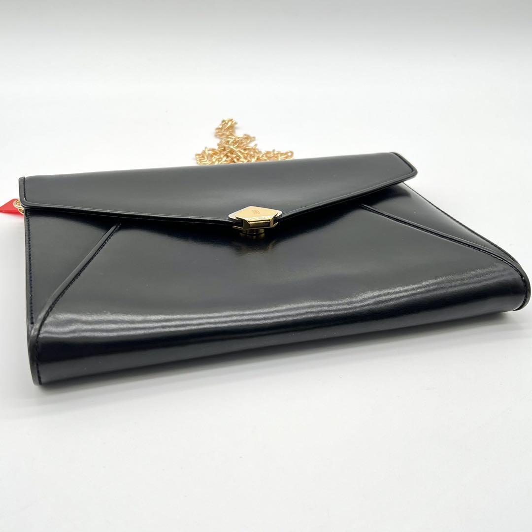 【美品】BALLY バリー クラッチバッグ ショルダーバッグ 斜めがけ クロスボディ フラップ フォーマル レディース ブラック BH020319F_画像6