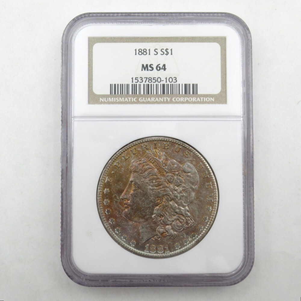 1円〜 アメリカ銀貨 1881 モルガンダラー トーン有 NGC MS64 1円〜 アメリカ銀貨 1881 モルガンダラー トーン有 NGC MS64