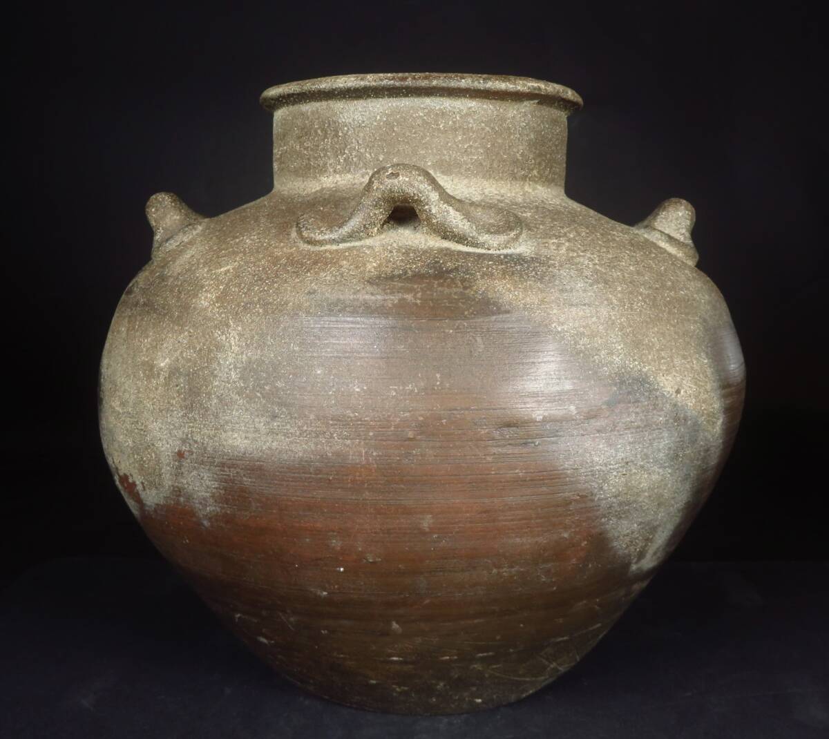 SAKURAYA】旧家整理品【古備前 四耳壷】花器 花入 花瓶 壺 飾壺 SAKURAYA】旧家整理品【古備前 四耳壷】花器 花入 花瓶 壺 飾壺