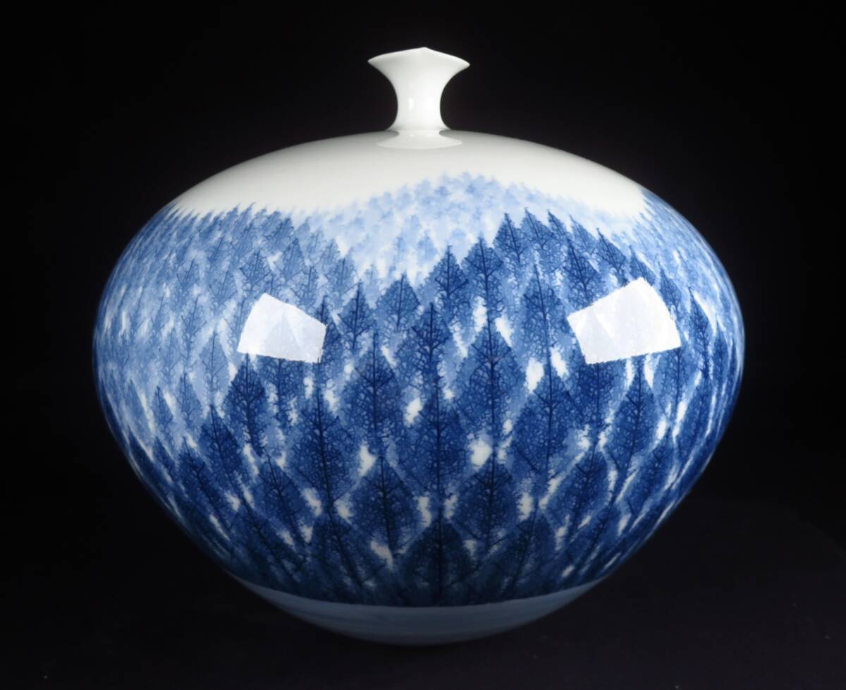 肥前有田焼 伝統工芸士 江口天童作 さくら絵 花瓶 桜 未使用品