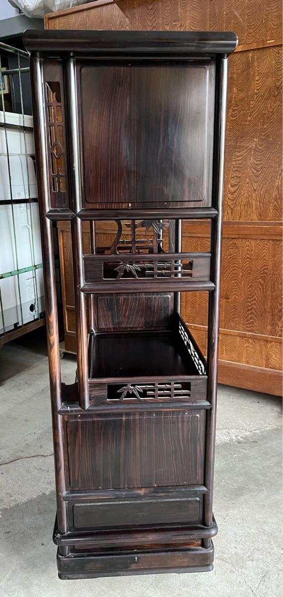 RE4227 引取可 黒檀?茶棚 茶箪笥 飾り棚 幅約115*40cm 高さ約 RE4227 引取可 黒檀?茶棚 茶箪笥 飾り棚 幅約115*40cm 高さ約
