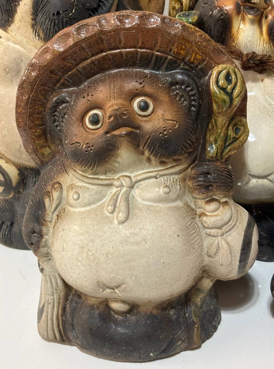 信楽焼 狸 置物 5体 検:縁起物 時代物 狸庵作 骨董 信楽焼 狸 置物 5体 検:縁起物 時代物 狸庵作 骨董