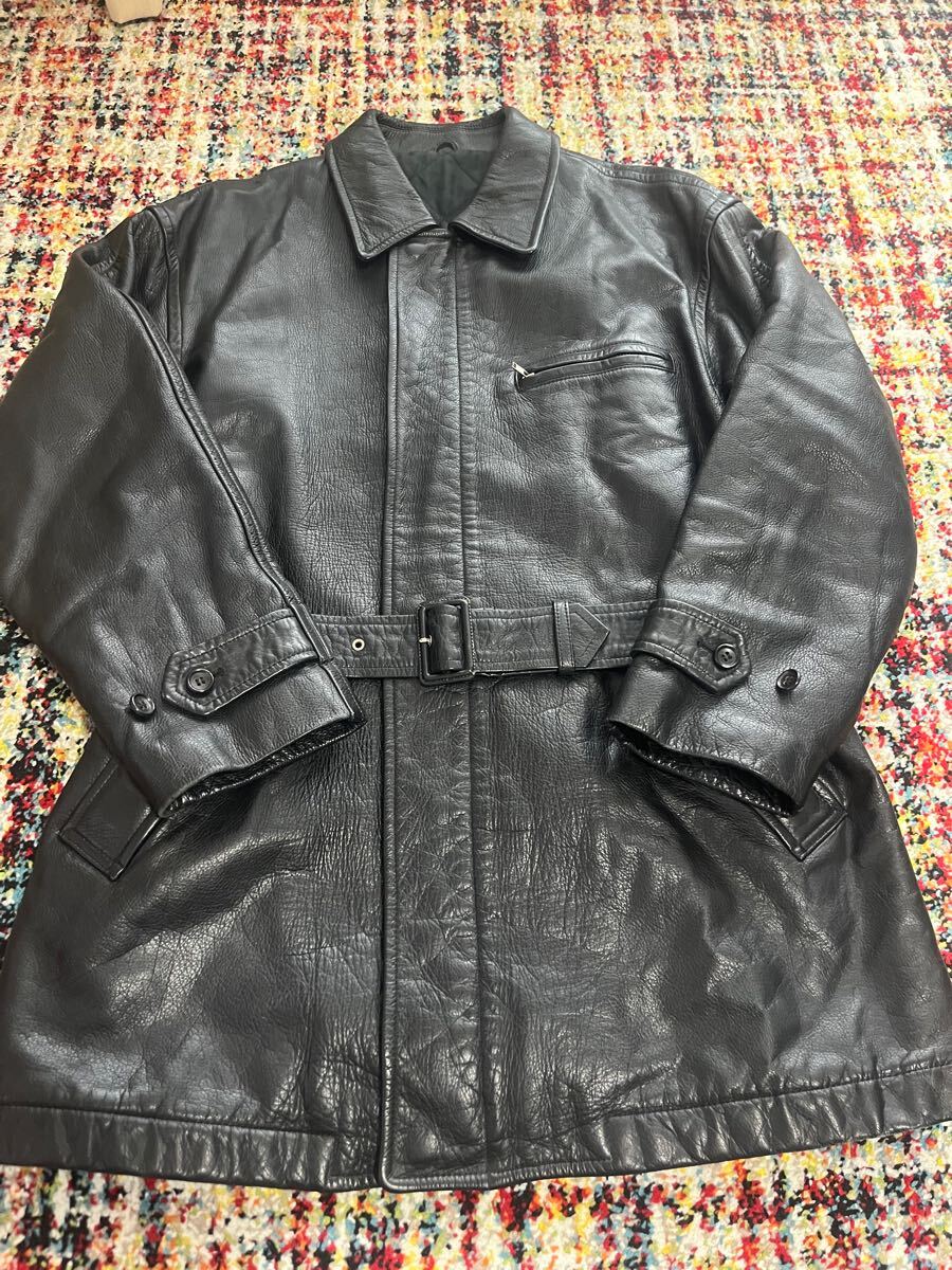 川久保玲 89AW カウハイド レザー コート コムデギャルソンオム HOMME Rei Kwakubo Archive Leather Zipper Coat 田中オム 田中啓一