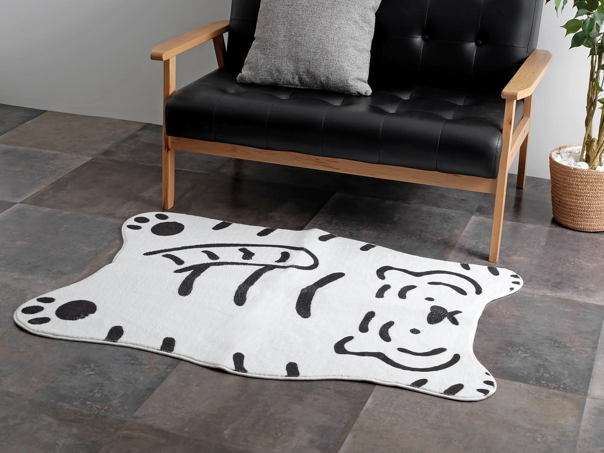 SALE タイガー ラグマット 80×120cm ホワイト トララグ 虎 絨毯 SALE タイガー ラグマット 80×120cm ホワイト トララグ 虎 絨毯
