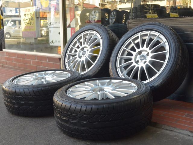 16in エンケイ RS05 16X7.0J PCD 100 4穴 +38 GY レブスペック RS02 215/50R16 2024年制タイヤ付 カローラフィールダー 等 コンパクトカー