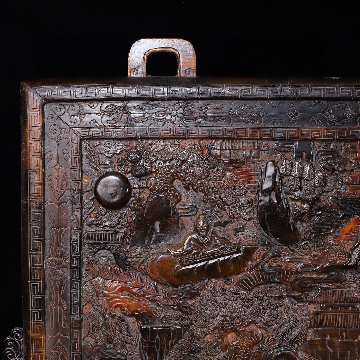 清】某収集家放出品 清時代 天然角材 山水人物図屏風55x15x48 清】某収集家放出品 清時代 天然角材 山水人物図屏風55x15x48