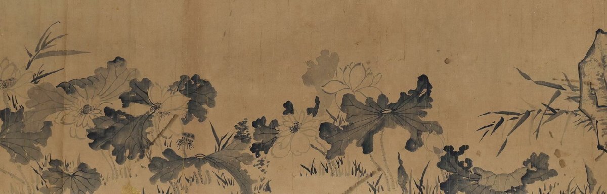 清】某蒐集家買入「徐渭寫」中国明時代画家 紙本【蓮花図・手巻 清】某蒐集家買入「徐渭寫」中国明時代画家 紙本【蓮花図・手巻