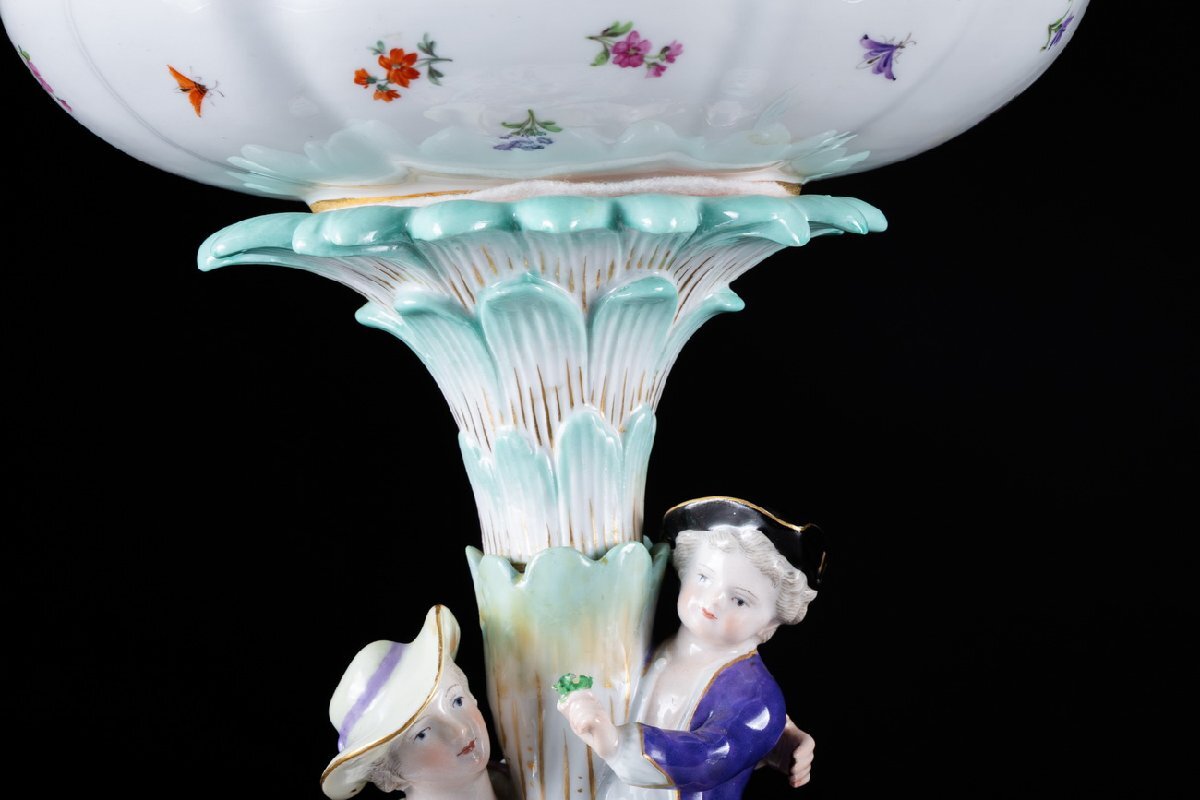 華】時代舊藏 時代物 Meissen・マイセン 色絵西洋人物人形紋菓子 華】時代舊藏 時代物 Meissen・マイセン 色絵西洋人物人形紋菓子