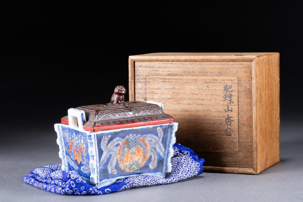 華】時代舊藏 江戸時代 古伊万里・有田 肥蝶山 色絵鳳鳥紋香炉 華】時代舊藏 江戸時代 古伊万里・有田 肥蝶山 色絵鳳鳥紋香炉
