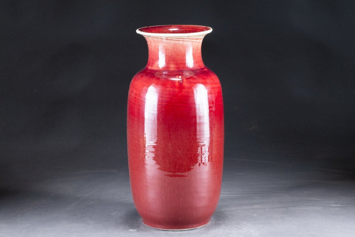 華】某収集家放出品 時代物 景徳鎮製在銘 辰沙単色釉花瓶 花入 華】某収集家放出品 時代物 景徳鎮製在銘 辰沙単色釉花瓶 花入