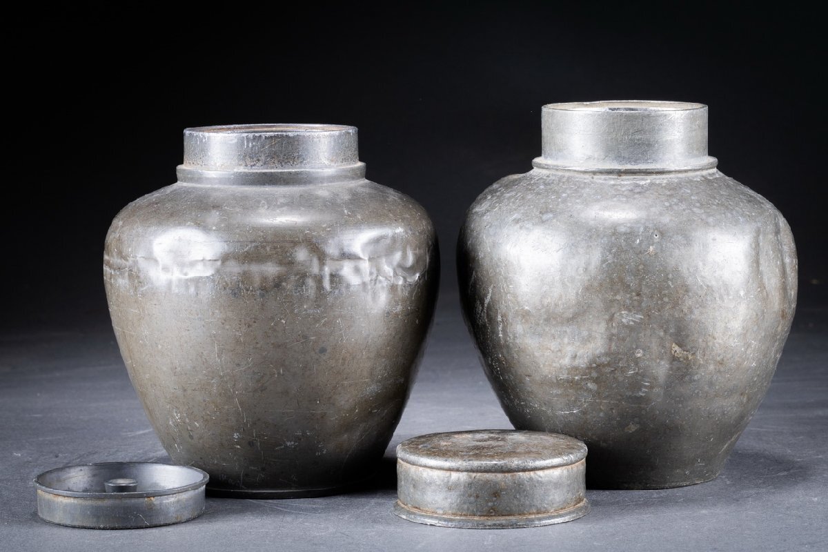 華】時代舊藏 時代物 本錫 在銘 茶壷二点 茶入 茶壷 茶煎道具 傷 華】時代舊藏 時代物 本錫 在銘 茶壷二点 茶入 茶壷 茶煎道具 傷