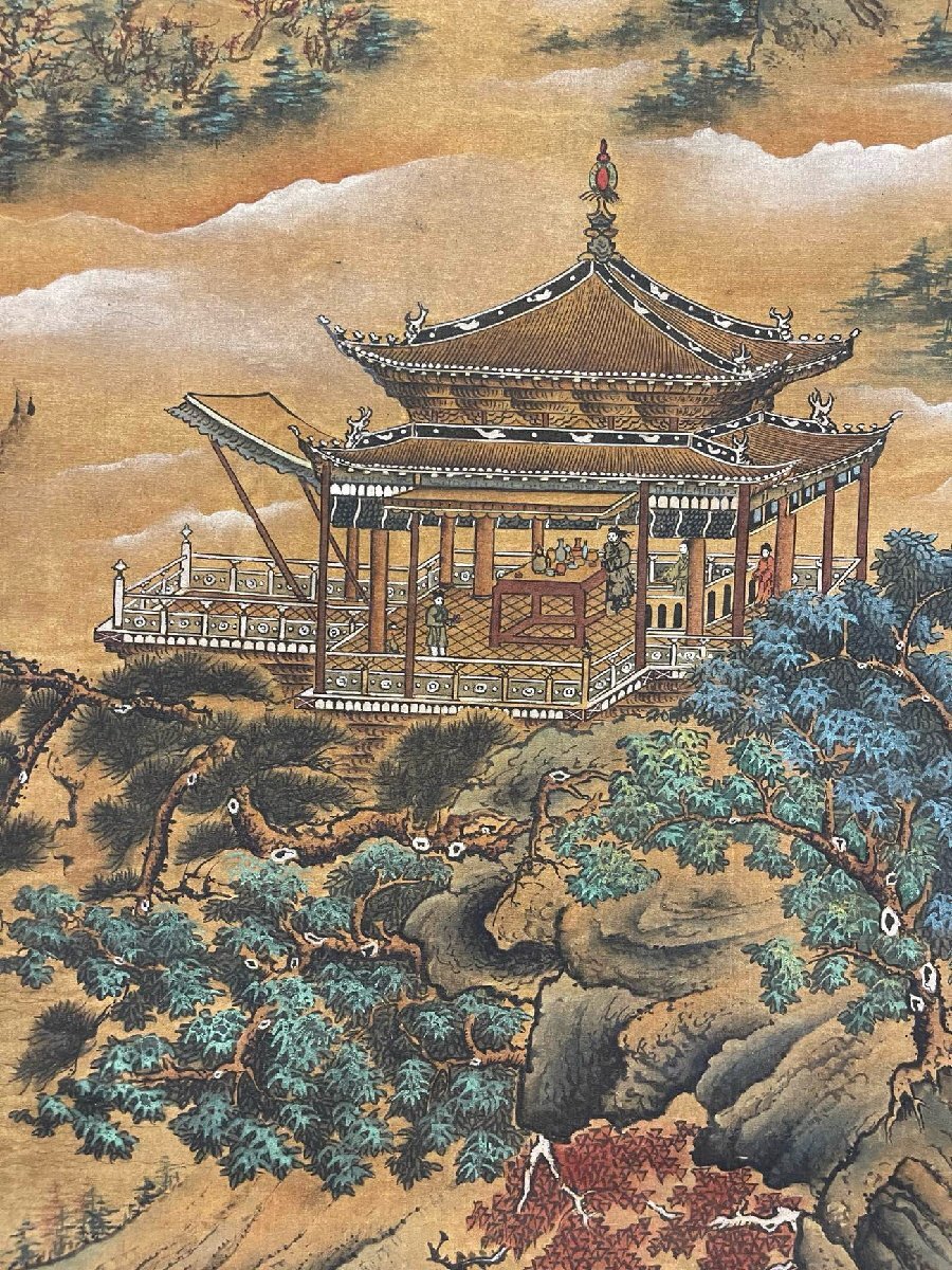 清】某蒐集家買入「仇英寫」中国明時代画家 絹本【青緑山水図 清】某蒐集家買入「仇英寫」中国明時代画家 絹本【青緑山水図