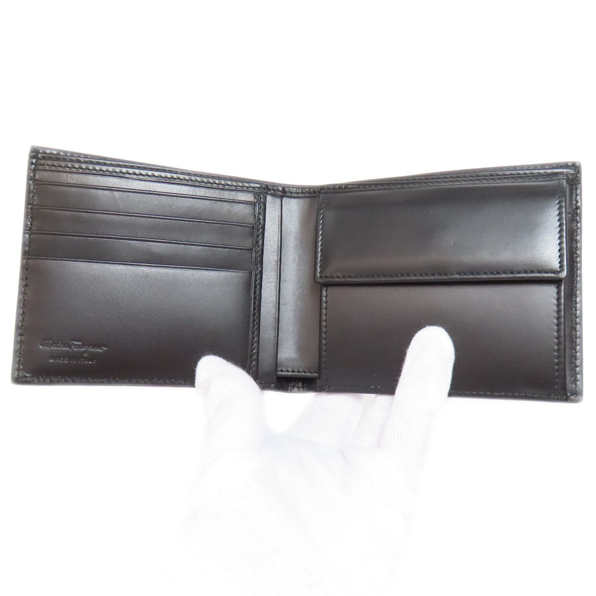 Salvatore Ferragamo Salvatore Ferragamo gun chi-ni рисунок двойной бумажник ( кошелек для мелочи . есть ) кожа женский б/у 