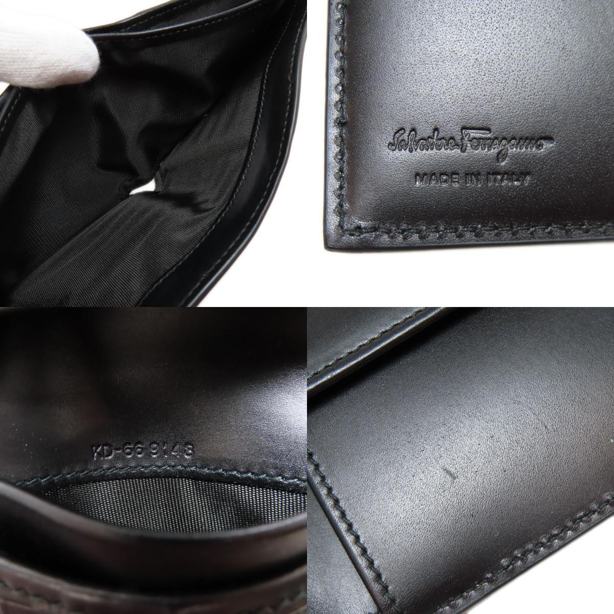 Salvatore Ferragamo Salvatore Ferragamo gun chi-ni рисунок двойной бумажник ( кошелек для мелочи . есть ) кожа женский б/у 