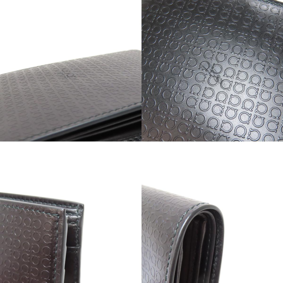 Salvatore Ferragamo Salvatore Ferragamo gun chi-ni рисунок двойной бумажник ( кошелек для мелочи . есть ) кожа женский б/у 