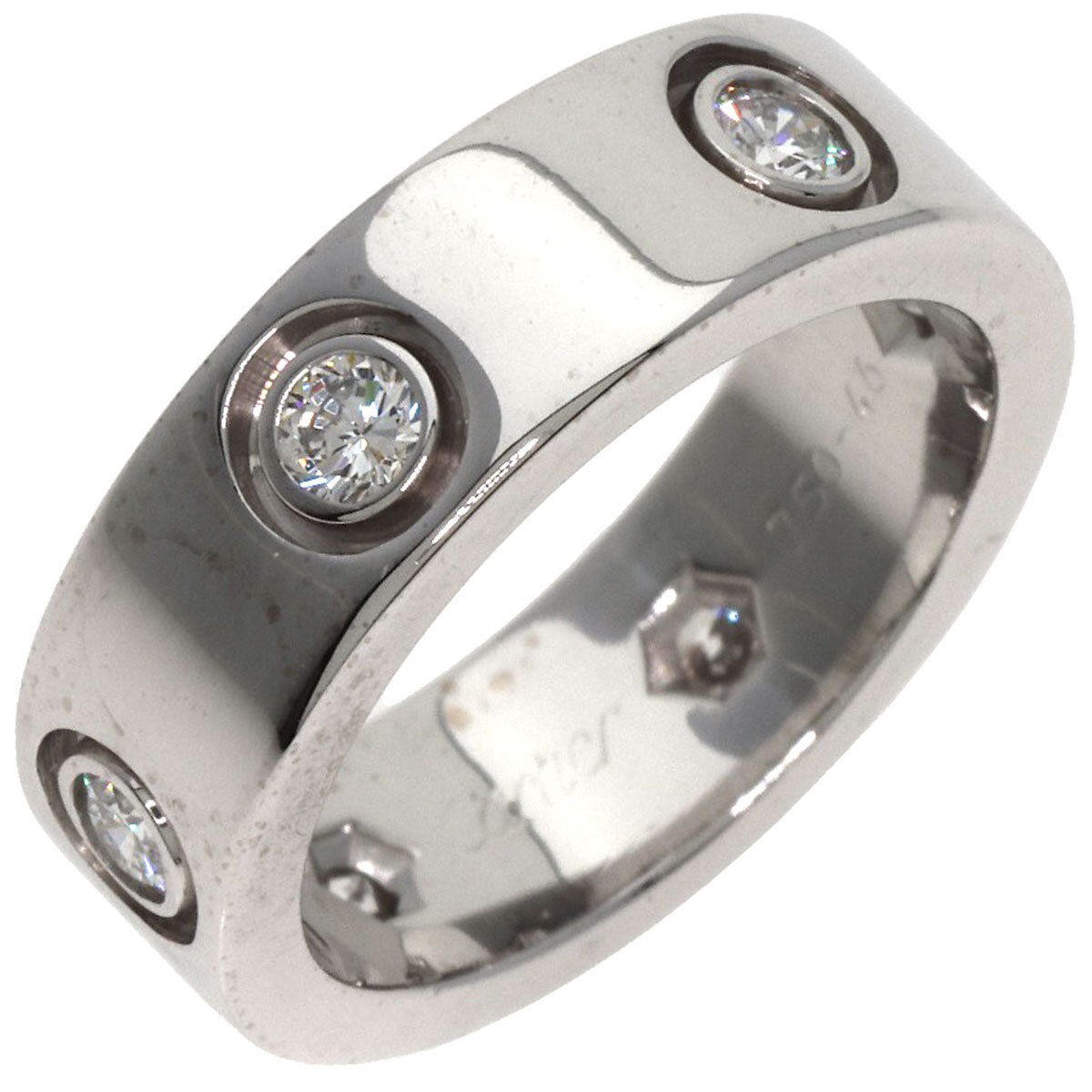 CARTIER Cartier Rav кольцо полный бриллиант #46 кольцо * кольцо K18 белое золото женский б/у 