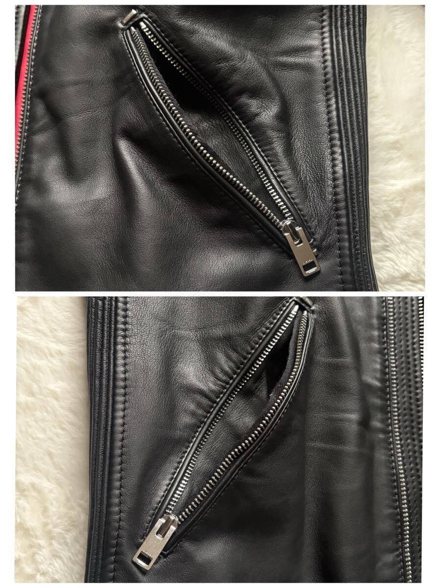 未使用級!【定番】DIESEL ディーゼル シングルライダース【赤黒 未使用級!【定番】DIESEL ディーゼル シングルライダース【赤黒