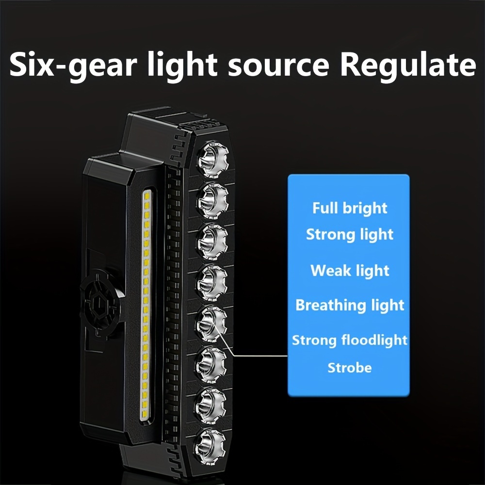 自転車用 LEDライト 明るい ホワイト 8LED 点滅 フラッシュ 電子ホーン付き 明るさ調整 ハイビーム 充電式 電池式 防水 夜間 t1040_画像9