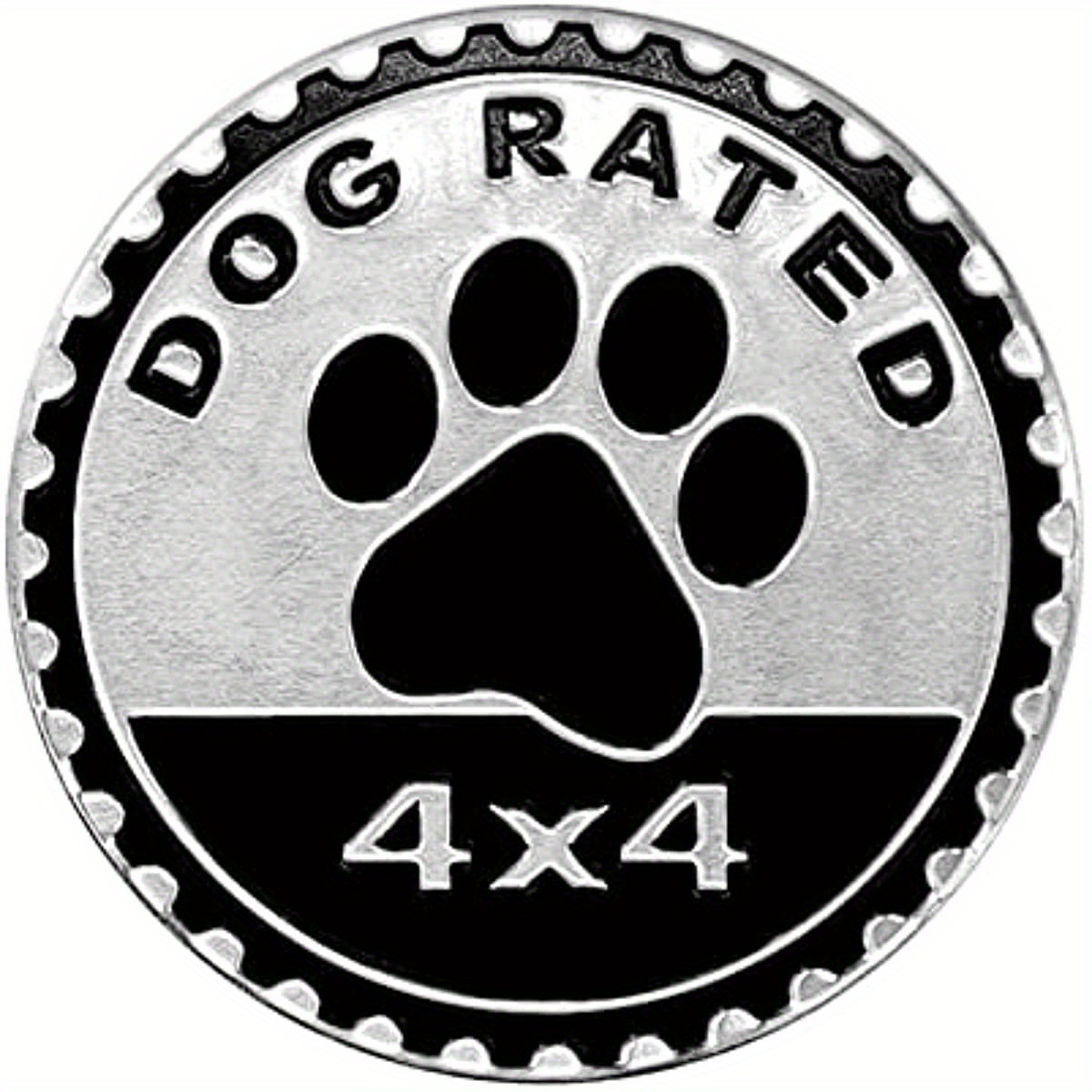エンブレム おしゃれ 4×4 犬の足跡 イヌ DOG RATED 金屬 ステッカー 立體 丸型 6cm 車用 ロゴ バイク かっこいい 外裝 シール t4306