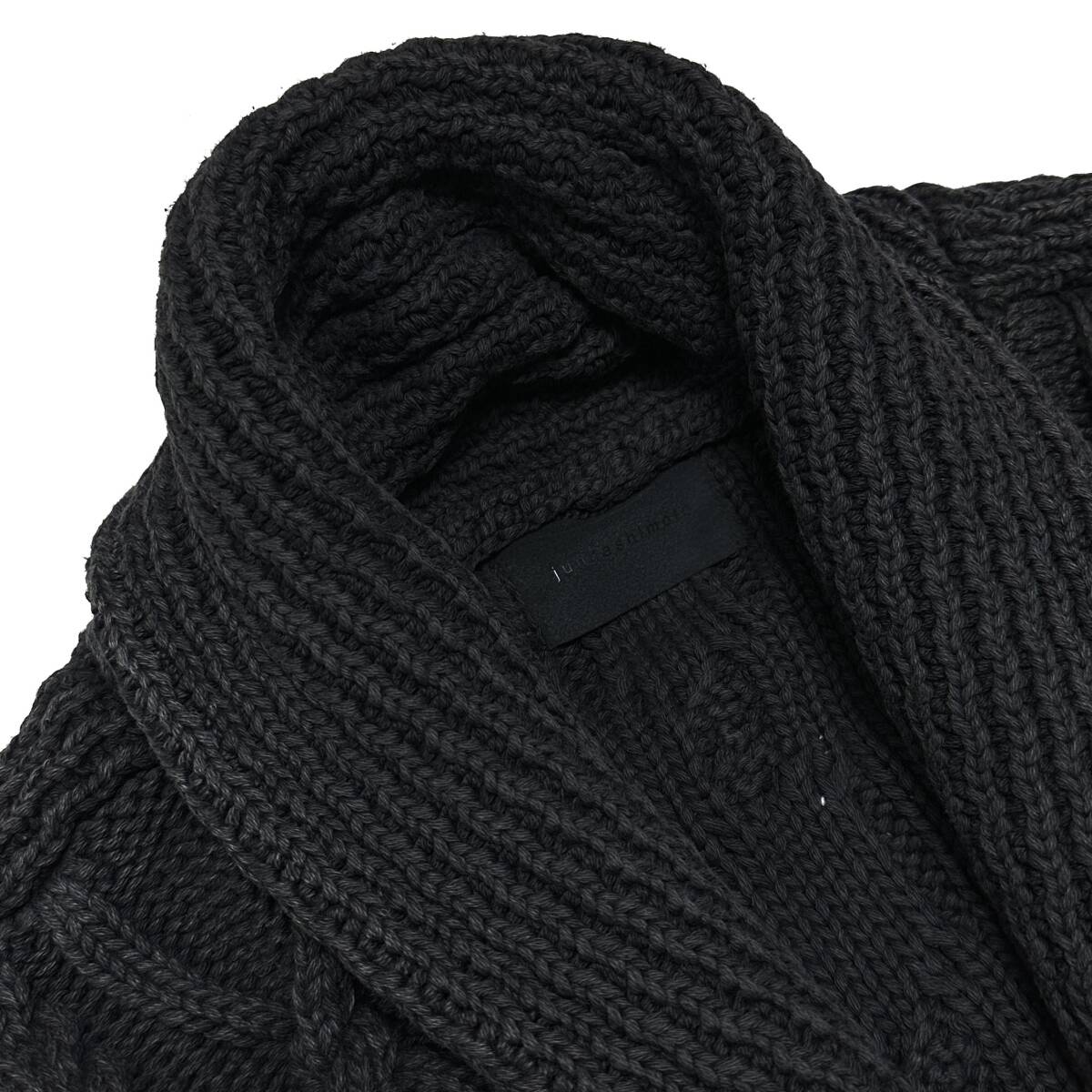 LEON掲載 定価5萬 junhashimoto SAND BLAST COTTON SHAWL CARDIGAN 3 黒 ジュンハシモト サンドブラストショールカーディガン 1piu akm wjk