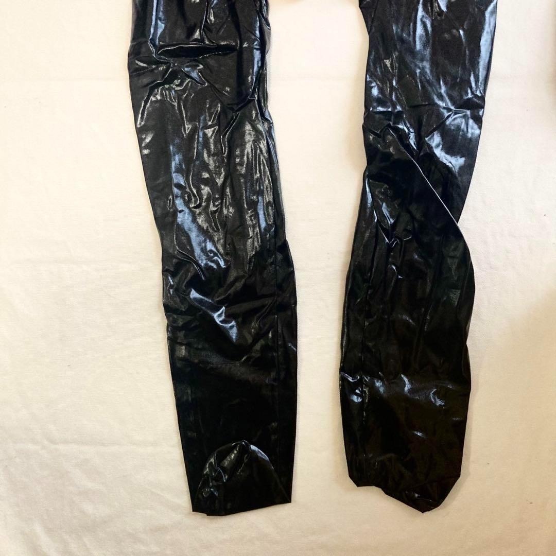 ラテックス製マスク一体5本指ソックス全身スーツ☆黒☆男性M