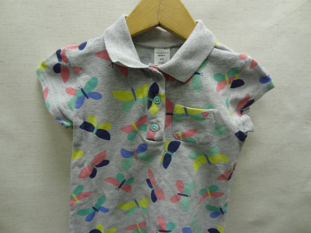 全国送料無料 カーターズ carter's 子供服キッズ女の子 蝶柄 鹿の子素材 半袖 ワンピース 115(4/5)_画像4