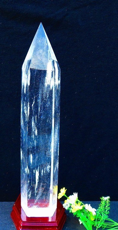 ☆超綺麗K9白水晶六角柱☆超巨大4.98kg高510mm台座付き ☆超綺麗K9白水晶六角柱☆超巨大4.98kg高510mm台座付き