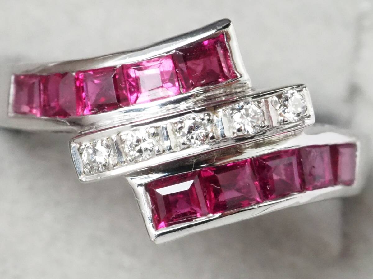 6654E】Pt900 天然ルビー 天然ダイヤモンド 0.93ct/0.06ct/5.9g 6654E】Pt900 天然ルビー 天然ダイヤモンド 0.93ct/0.06ct/5.9g