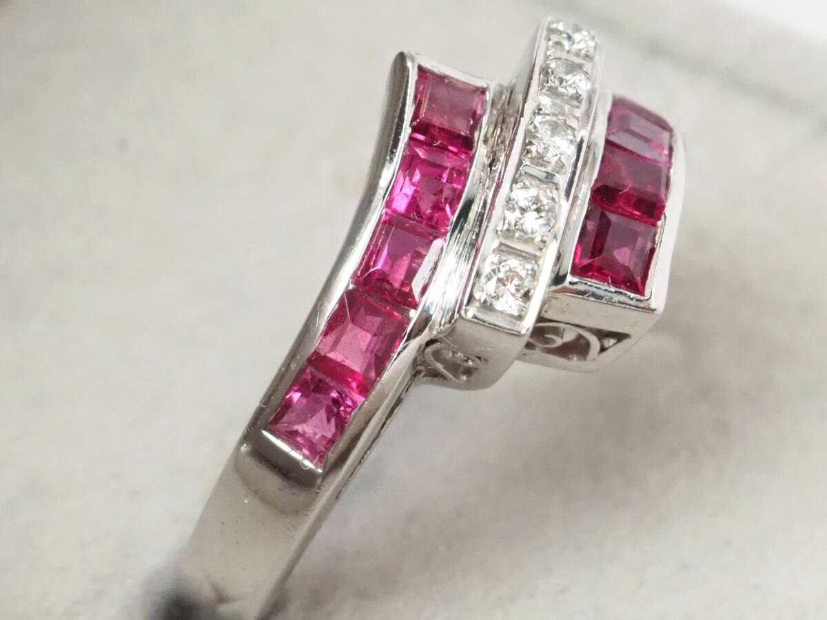 6654E】Pt900 天然ルビー 天然ダイヤモンド 0.93ct/0.06ct/5.9g 6654E】Pt900 天然ルビー 天然ダイヤモンド 0.93ct/0.06ct/5.9g