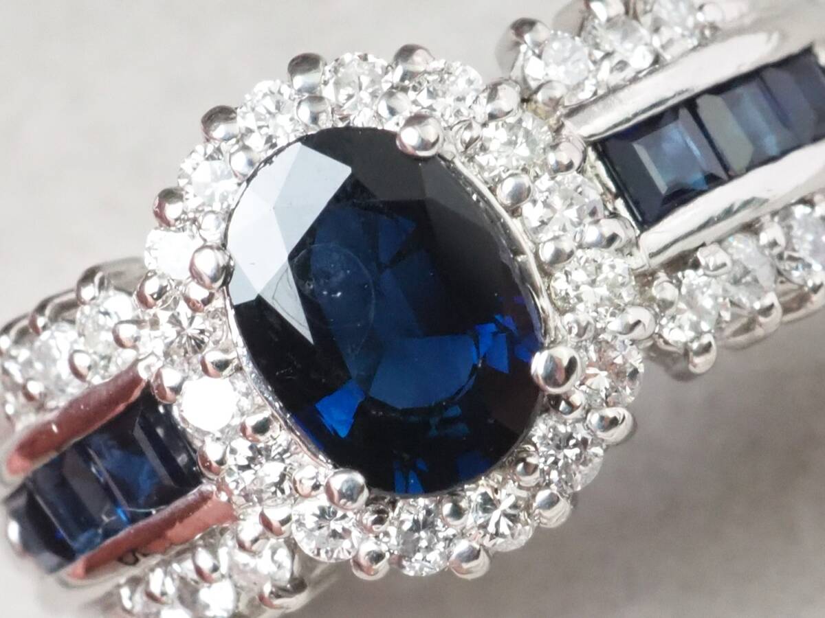 6724A】Pt900 天然サファイア 天然ダイヤモンド 0.91ct/0.33ct 6724A】Pt900 天然サファイア 天然ダイヤモンド 0.91ct/0.33ct