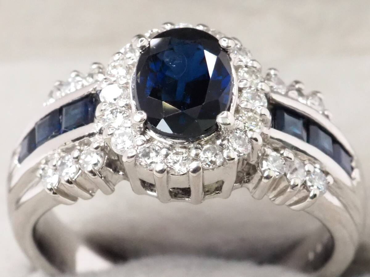 6724A】Pt900 天然サファイア 天然ダイヤモンド 0.91ct/0.33ct 6724A】Pt900 天然サファイア 天然ダイヤモンド 0.91ct/0.33ct