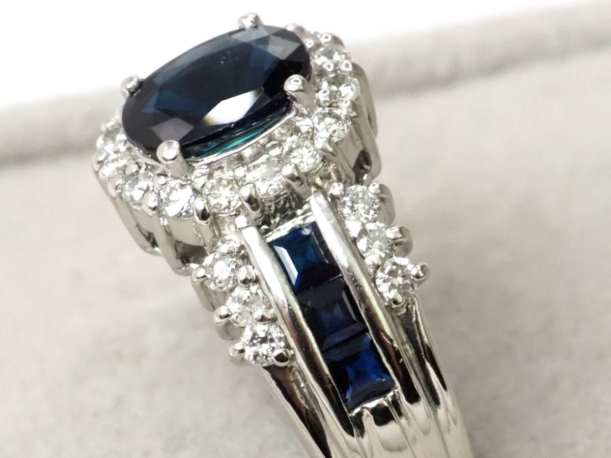 6724A】Pt900 天然サファイア 天然ダイヤモンド 0.91ct/0.33ct 6724A】Pt900 天然サファイア 天然ダイヤモンド 0.91ct/0.33ct